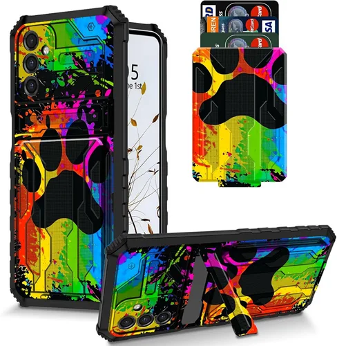 Vista 47 de Funda para Galaxy S21 FE 5G 2022 con soporte, funda de doble capa de policarbonato duro de TPU suave, estampado de vaca, estampado animal