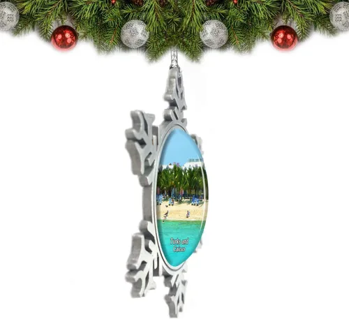 Vista 2 de Turks and Caicos Providenciales Adorno de Navidad Decoración de árbol de cristal Metal Recuerdo Regalo