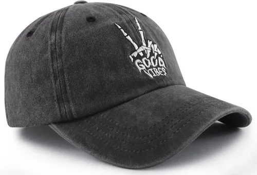 Vista 3 de Skeleton Hand Hat for Men Women, Funny Adjustable Cottom Embroidered Skull Finger Baseball Cap