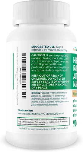 Vista 3 de Magnesio activado por la selva tropical a base de hierbas, nuestro mejor suplemento combinado de magnesio, con vitamina D, A, E, K, B6, folato, B12