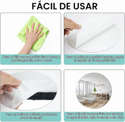 Vista 6 de Fantasyon Espejos redondos de acrílico, autoadhesivos, sin vidrio, espejo circular para pared, calcomanías para mesa de boda, centro de mesa y 11.8