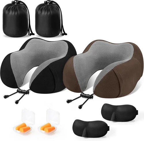 Vista 12 de CloudBliss Almohada de viaje de espuma viscoelástica de alta calidad, almohada cervical cómoda y de apoyo, almohadas cervicales para viajar