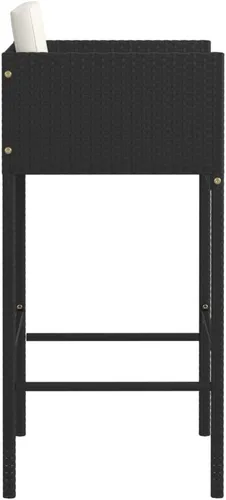Vista 5 de Taburetes de bar 4 piezas con cojines negro de ratán de poliéster para comedor, sillas de césped para comedor, sillas de mesa de comedor