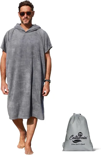 Vista 16 de Catalonia Poncho absorbente de surf para hombres y mujeres, poncho de cambio de toalla de secado rápido, poncho de toalla con capucha para adultos