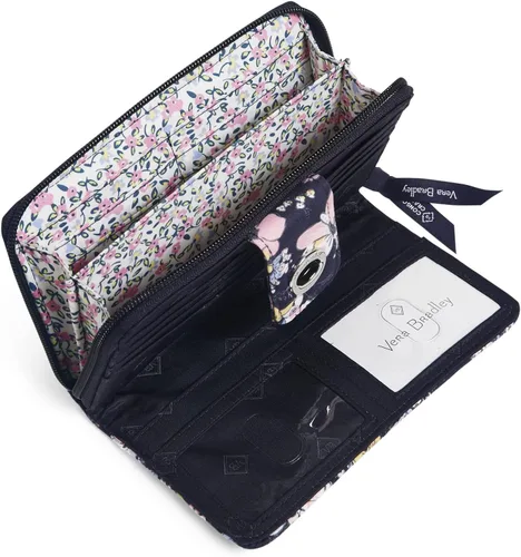 Vista 2 de Vera Bradley Cartera de algodón con protección RFID para mujer, Painted Feathers