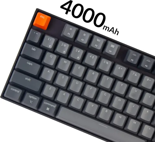 Vista 6 de Keychron Teclado mecánico inalámbrico K8 de 87 teclas sin llave intercambiable en caliente, multitarea, cable tipo C, retroiluminación LED blanca