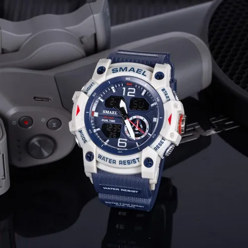 Vista 2 de Reloj de pulsera digital para hombre, estilo militar, impermeable, analógico, con cronómetro LED