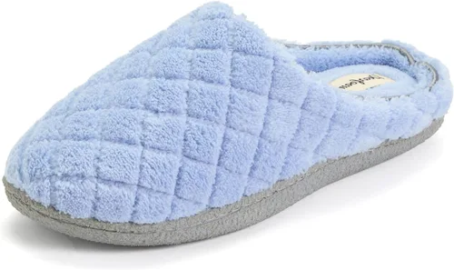 Vista 14 de Dearfoams - Pantuflas de espuma viscoelástica para mujer Leslie Terry con anchos amplios para interiores Paradise Pink Terry
