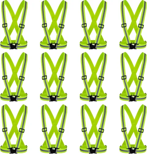 Vista 21 de Hercicy 20 chalecos reflectantes de alta visibilidad, correas ajustables para equipo de correr, reflector ligero para construcción (negro)