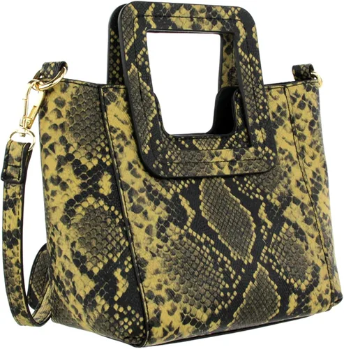 Vista 2 de Olivia Miller Mini bolso de mano de cuero vegano con estampado de pithon de serpiente sintética para mujer