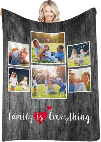 Vista 35 de Manta personalizada con fotos, texto, fotos personalizadas, mantas para adultos y niños, cumpleaños familiar, 1 foto, 50 x 40 pulgadas