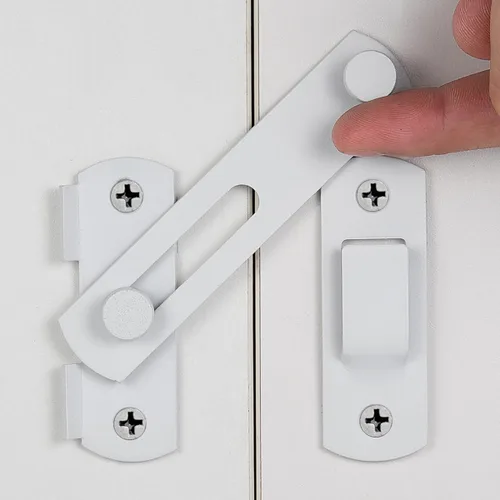 Vista 16 de 3 paquetes de pestillos de puerta abatible, 3.93 x 2.75 pulgadas, cerradura de seguridad negra para valla de madera de granero, puertas francesas