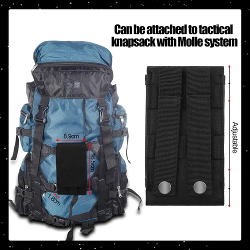 Vista 2 de Weewooday 2 bolsas Molle para teléfono, teléfono celular táctico universal de nailon 1000D, fundas EDC para cinturón de hombre, color negro