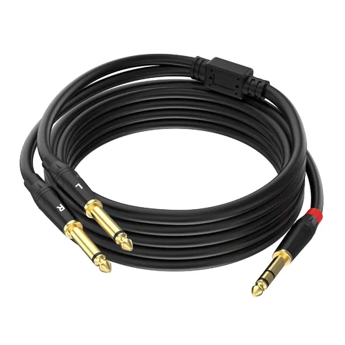 Vista 10 de 1.6 pies 1 paquete de 1/4 pulgadas TRS estéreo Y Splitter Cable de inserción, chapado en oro, serie Audiowave de 0.250 in macho a doble 0.250 in TS