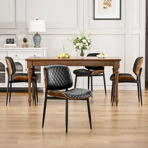 Vista 3 de YaFiti Juego de 2 sillas de comedor, sillas de comedor y cocina modernas de mediados de siglo, sillas tapizadas de piel sintética con diamantes