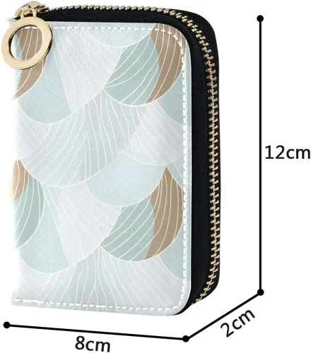 Vista 4 de Bolaz Light Green Credit Card Holder Wallet RFID Blocking Zipper Card Cases Leather Slim Small for Women