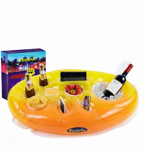 Vista 9 de Inflatable Pool Drink Holder with Large Capacity, Floating Drink Float for Hot Tub, Pool, Beach & Party - Holds Drinks, Phones & Snacks, Easy
