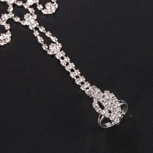 Vista 5 de Tobilleras de cristal artificial para mujer, sandalias descalzas para playa, boda, tobillo