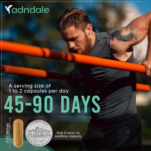 Vista 6 de Adndale Shilajit para hombres y mujeres. Cápsulas puras de Shilajit orgánicas del Himalaya con musgo marino Ashwagandha Rhodiola Rosea melena