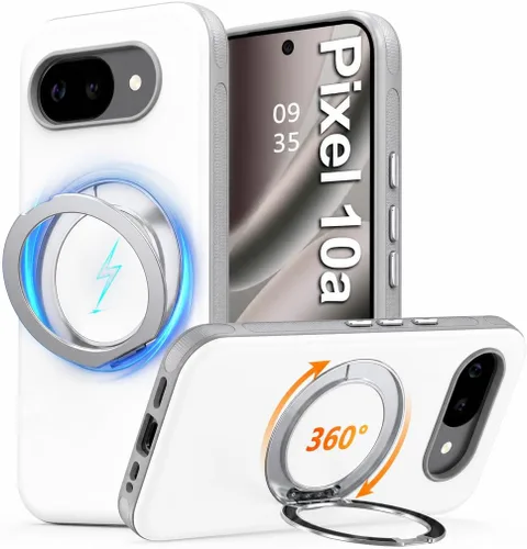 Vista 26 de Oterkin Funda para Google Pixel 10a con soporte magnético de giro de 360° [compatible con MagSafe] [antideslizante] [15 pies] a prueba de golpes
