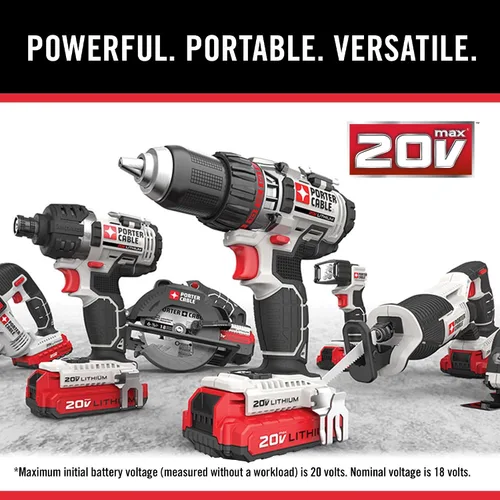 Vista 9 de PORTER-CABLE Kit combinado de 6 herramientas de 20 V MAX* Juego de taladro inalámbrico, destornillador de impacto, sierra circular, sierra