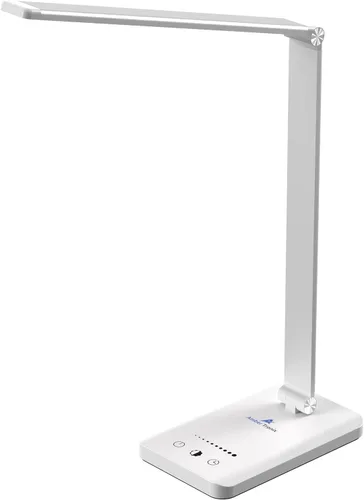 Vista 7 de Lámpara de escritorio LED Ambertronix con puerto de carga USB, luz de escritorio regulable para lectura y cuidado de los ojos para el hogar, con 5