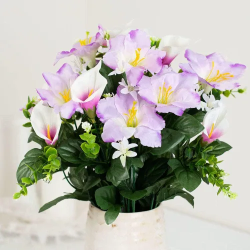 Vista 6 de Factory Direct Craft Beauty Pink - Ramo mixto de calas y lirios artificiales para decoración de Pascua y exhibiciones de primavera Rosa de belleza