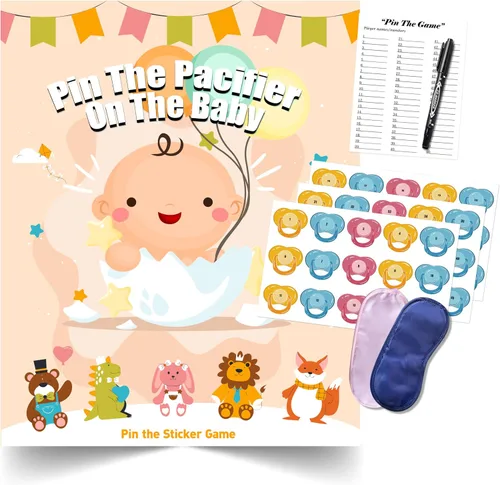 Vista 7 de Juegos de baby shower, recuerdos de fiesta, pin the heart en los juegos del bebé, decoraciones de baby shower, suministros de fiesta de cumpleaños