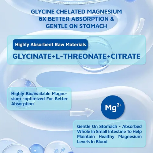 Vista 3 de Gomitas de glicinato de magnesio 2150 mg con melatonina 5 mg para adultos, apoyo para el sueño, alivio del estrés, gomitas de arándanos 90 CT