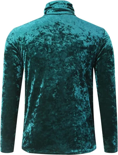 Vista 3 de Sudadera de sherpa de manga larga con cuello alto para hombre, suéter mullido de forro polar de invierno, ajuste entallado