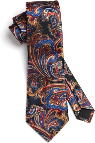 Vista 224 de HISDERN Corbatas para hombre, corbata de cachemira y bolsillo cuadrado tejido clásico floral para hombre, corbata de fiesta de boda