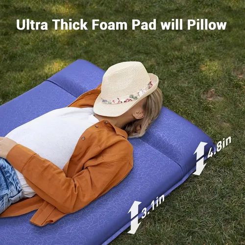 Vista 4 de Elegear Almohadilla de dormir autoinflable, 3.18 pulgadas, almohadilla de espuma viscoelástica ultra gruesa con almohada, colchón de campamento