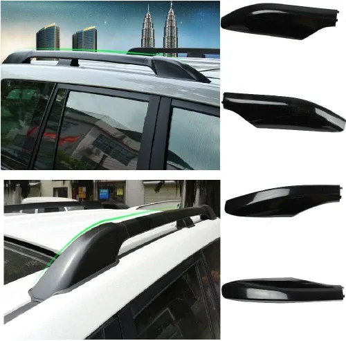 Vista 2 de Juego de 4 portaequipajes para techo de coche, ABS, color negro, tapa de extremo de riel, cubierta protectora para Prado 2003-2009 2.7 4.0