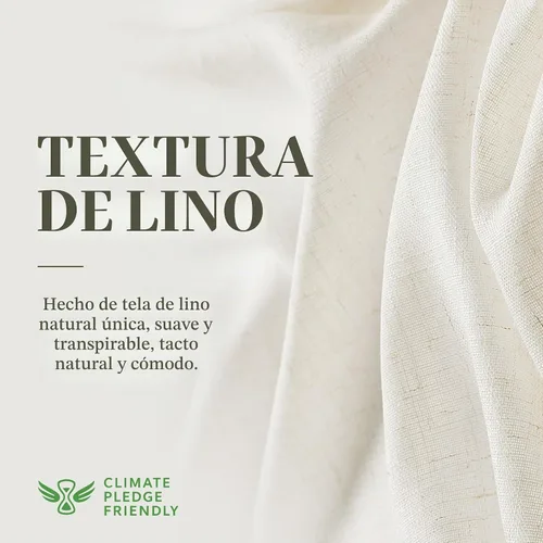 Vista 2 de Jowels Cortinas de lino plisadas naturales de 96 pulgadas de largo para sala de estar