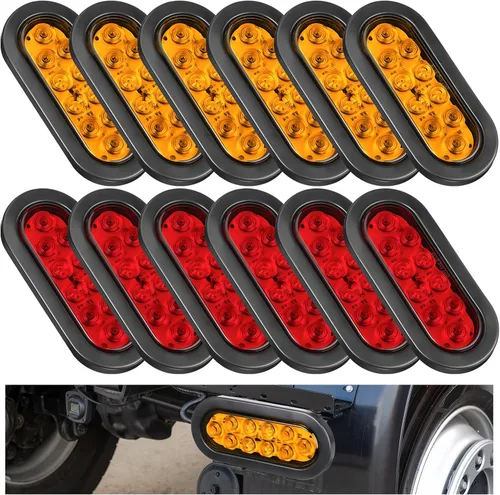 Vista 11 de Yexiya Paquete de 12 luces LED ovaladas para remolque, rojo