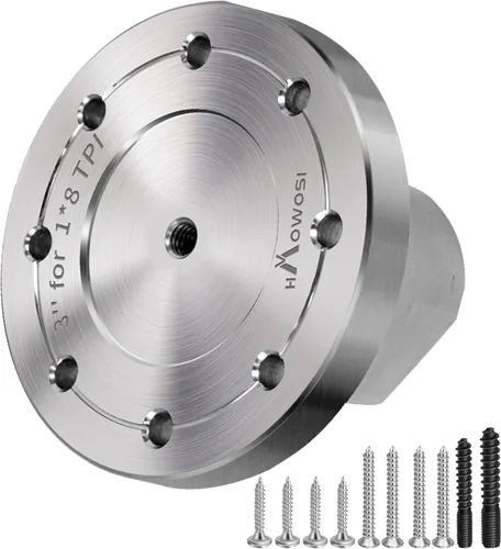 Vista 14 de Placa frontal de torno de madera de acero de 4 pulgadas, placa frontal para torno de madera, placa frontal de torno apta para husillo de 1 pulgada x