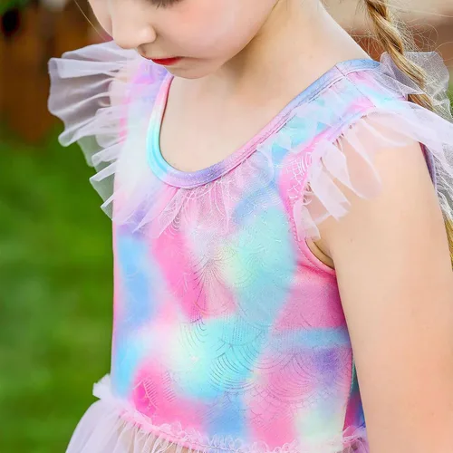 Vista 2 de Tempura Ropa de disfraz de sirena para niñas y niñas, con diamantes de imitación teñidos, falda de sirena, calzoncillos para fiestas de niños