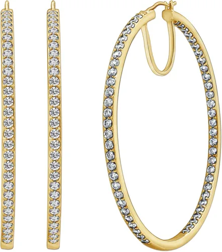Vista 2 de Tienda Collection Sterling Silver Infinite Elements Cubic Zirconia Round Hoop Earrings (7 cttw)
