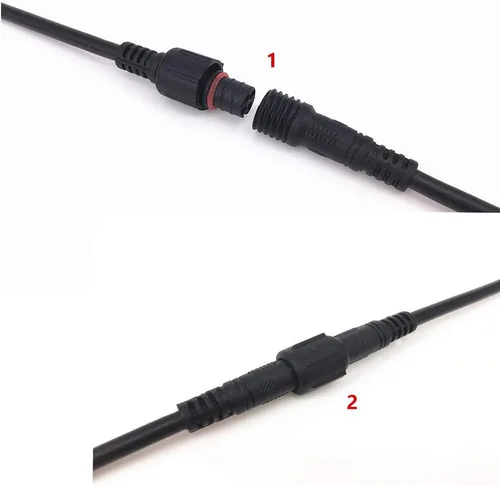 Vista 6 de 6 pares de cables conectores negros de 4 pines, impermeables, macho hembra, tira LED RGB con goma, conector LED RGB, cable conector impermeable LED
