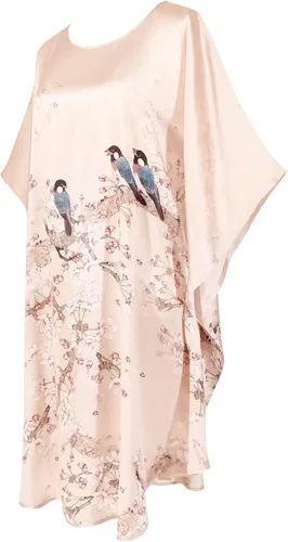 Vista 3 de Pijama de seda 100% para mujer, bata de baño de seda para mujer, bata de kimono de seda, bata de baño con mangas de muñeca, patrón floral