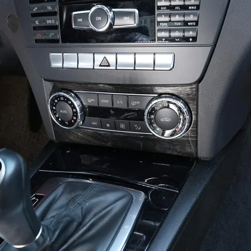 Vista 4 de YIWANG Marco de perilla de control central de ABS cromado para Mercedes Benz Clase C W204 2011-2014 Accesorios de automóvil (grano de madera negra)