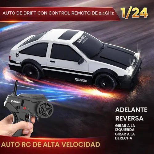 Vista 2 de Auto de control remoto RC Drift Car 2.4GHz escala 1:24 4WD 15KM/H Modelo de vehículo de alta velocidad con luces LED Neumático de Derrape Coche