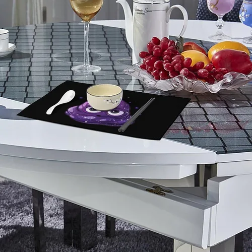 Vista 4 de Purple Galaxy Poop Placemats Set of 6 Resistant Table Mats Washable Place Mats for Dinner Party Table Decoration