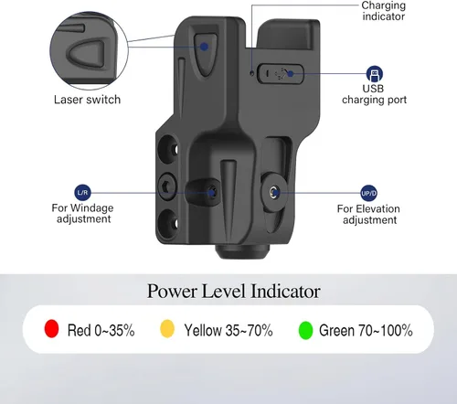 Vista 6 de SOLOFISH Green/Red/Blue Laser Sight for Pistol with Pic-Rail, Rechargeable