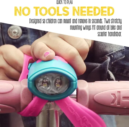 Vista 3 de Hornit Mini bocina de bicicleta y scooter con faros para niños