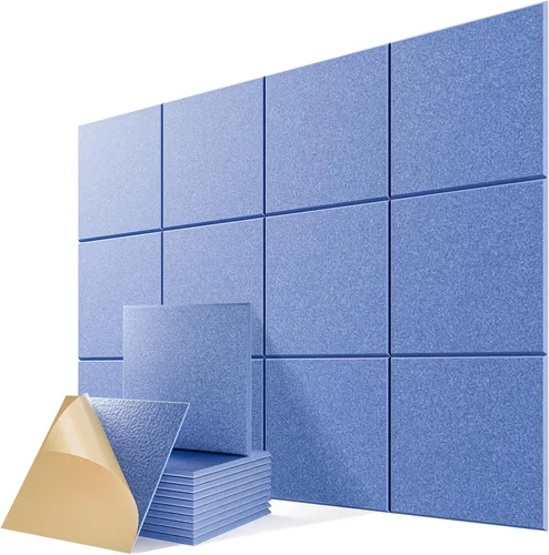 Vista 14 de Paquete de 6 paneles acústicos autoadhesivos, paneles de espuma de alta densidad a prueba de sonido de 12 x 12 x 0.4 pulgadas para paredes, paneles