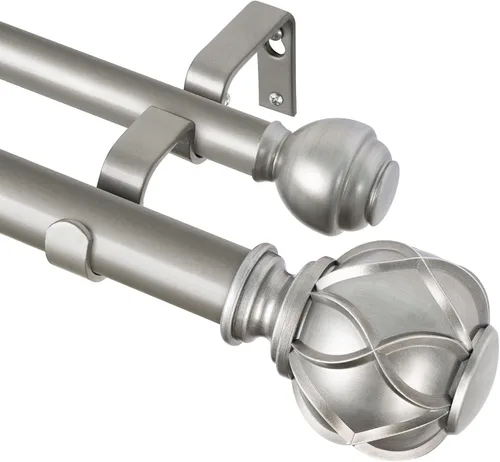 Vista 15 de KAMANINA Barras de cortina dobles para ventanas de 72 a 144 pulgadas, oro Dorado champán
