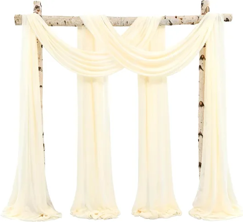Vista 36 de Tela para Cubrir Arco de Boda, 4 Paneles 71 cm x 6,1 m Telas para Arco de Boda Azul Bebé para Ceremonia, Telas de Gasa para Decoración de Arco