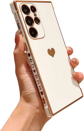 Vista 257 de phylla Funda de teléfono compatible con Samsung Galaxy A12 de 6.5 pulgadas, lindo corazón chapado en oro, elegante funda de lujo para mujer
