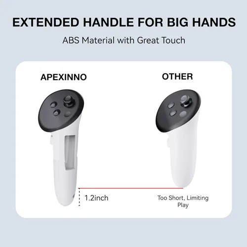 Vista 2 de APEXINNO Extended Handle Controller Grips Cover for Meta Quest 3 VR Accessories, Extension Controller Protector Cover Skin with Adjustable Hand